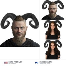 Black Ram Horn Headband Adult Costume Headwear Devil Halloween Cosplay