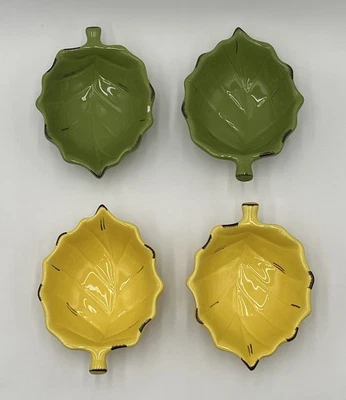 4 Fall Leaves Candy Dishes 2023 Hobby Lobby Exclusive Adorable Green & Yellow - Image 1 of 4