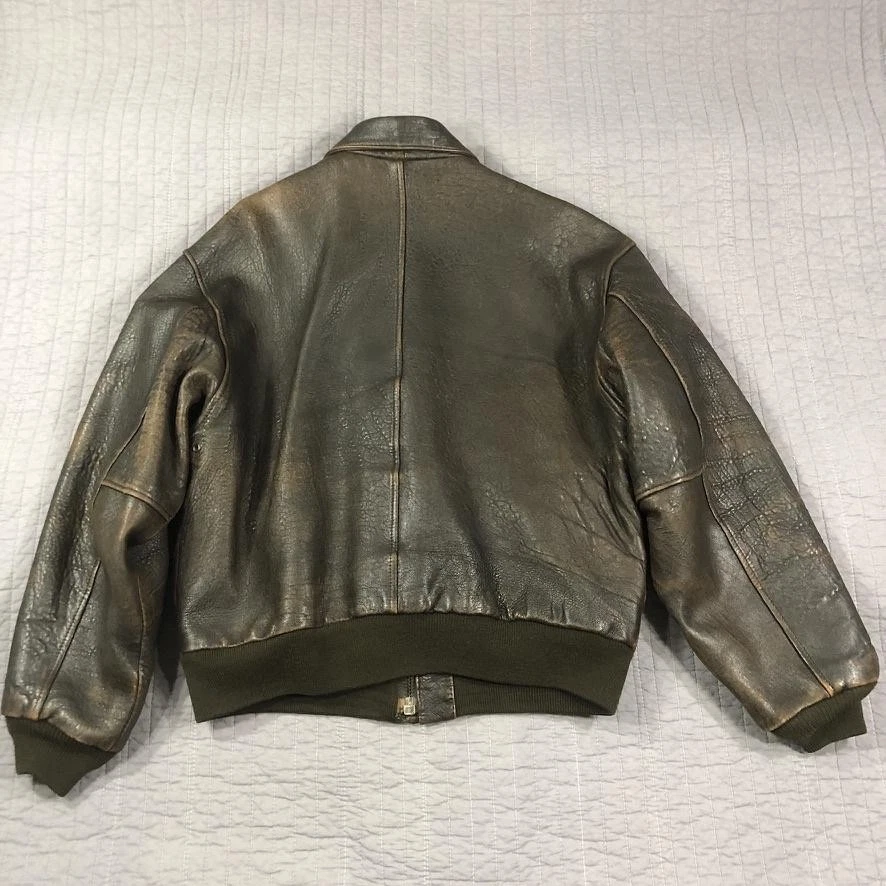 Vintage Avirex A-2 Flight Jacket Mens Large Leather Bomber 90s US Army Air Force - image 4 of 4