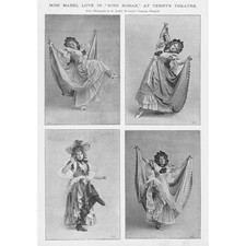 Miss Mabel Love in 'King Kodak' at Terry's Theatre - Antique Print 1894