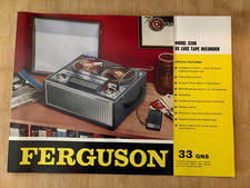 FERGUSON MODEL 3008 DE LUXE TAPE RECORDER DATA SHEET VINTAGE