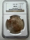 1922 Peace Silver Dollar NGC MS 63 Brilliant Luster!