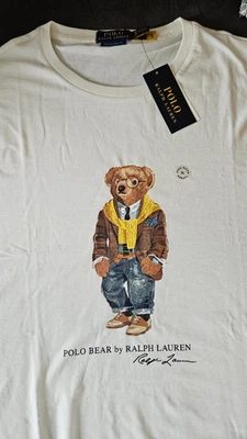 Ralph Lauren Polo Bear T-Shirt Herren weiß XL Bär mit Etikett - Bild 1 von 3