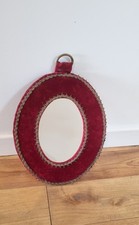 Miroir Ovale , pourtour velours rouge  /XIX° Napoléon III