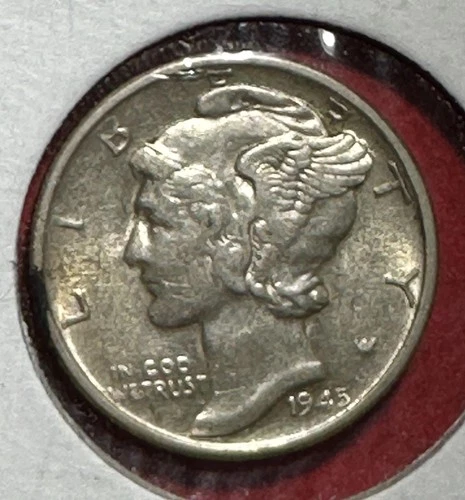 1945S US Mercury SILVER Dime "San Francisco" Mint! XF! Old US Coin!