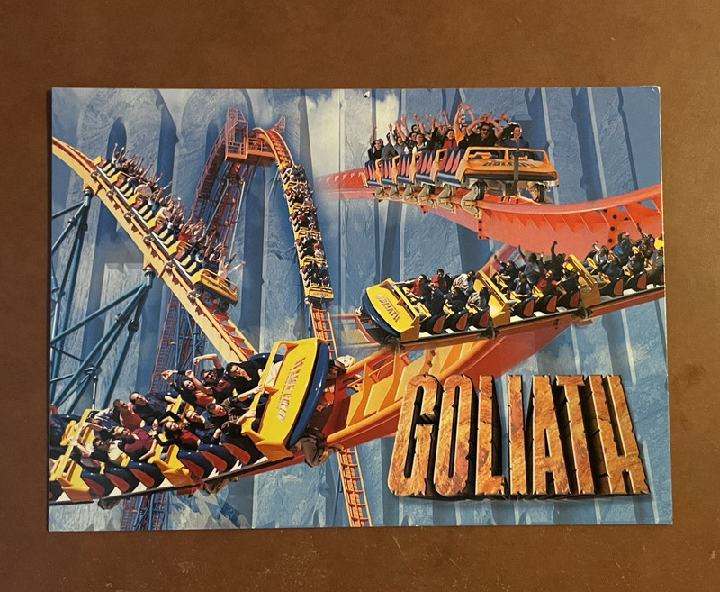 Six Flags Magic Mountain Goliath Roller Coaster Postcard 2000 Amusement Parks