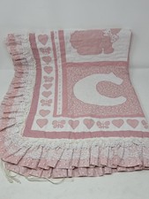 Vintage Pink Baby ABC Alphabet Picture Quilt Top 40"x44"