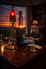 Mid Century Rocket Lamp Space Age Atomic Industrial Desk Light Sci Fi Decor