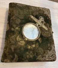 Antique Rare 1800s Victorian Sailor Hope Mirror Brass Photo Album Book