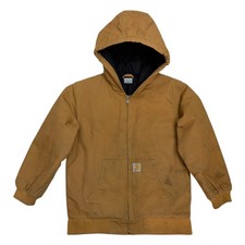 CARHARTT Canvas Chore Hooded Work Winter Lined Jacket Coat Boys Large