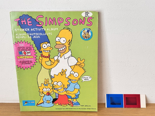 The Simpsons Diamond 1990 Sticker Album 3D Slide-O-Scope 100% Complete