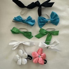 Build A Bear Workshop Set of 10 Ear Bows Green Blue Black White 2 Flowers