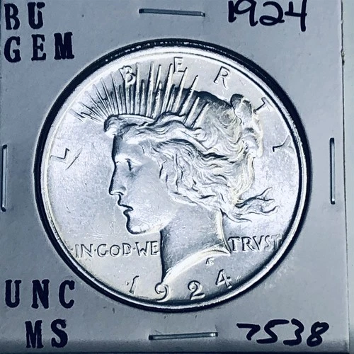 1924 P BU GEM PEACE SILVER DOLLAR UNC MS+++ U.S. MINT RARE COIN 7538