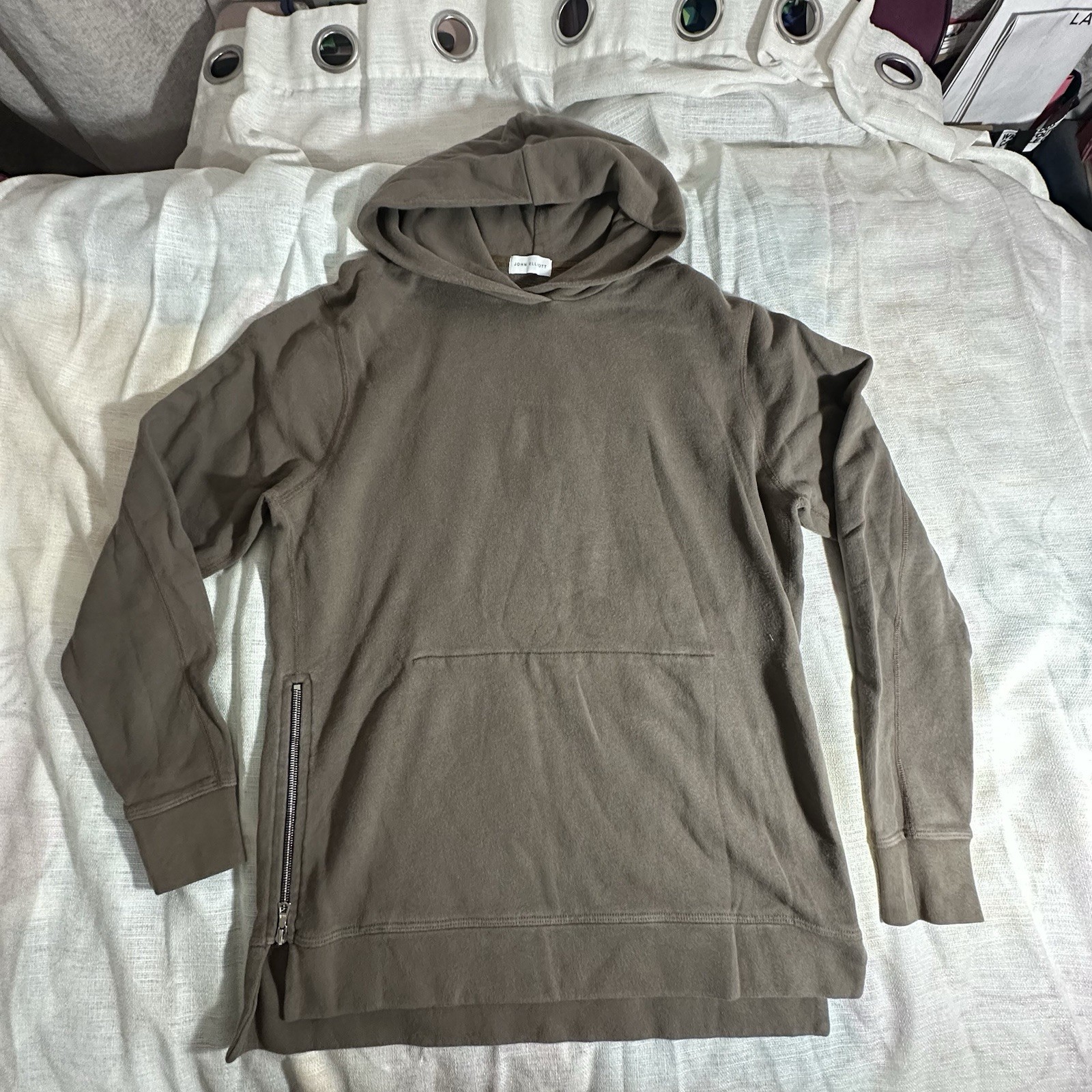 John Elliott + Co Villain Hoodie – Sage Green, Side Zips, Made in USA, Size 2