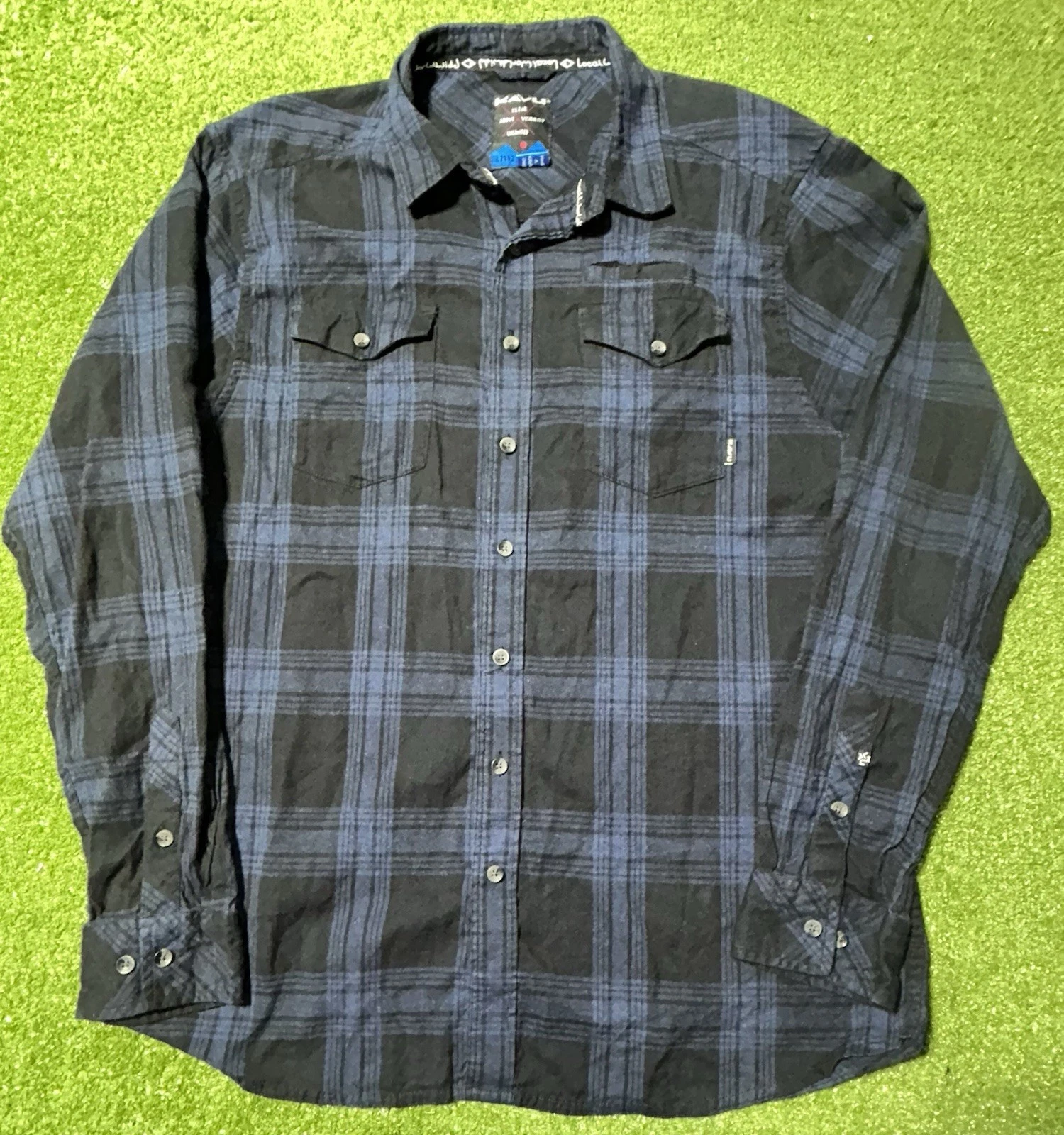 KAVU Blue Plaid Flannel Shirt Long Sleeve Button Up Casual Outdoor Mens XL
Opens in a new window or 