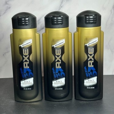 3 PACK - Axe Anarchy for Him 2 in 1 Shampoo + Conditioner 12 Fl OZ - NEW