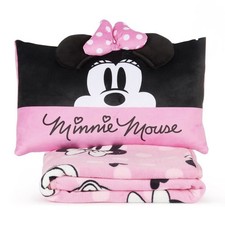 Disney Minnie Mouse 2 Piece Pillow 10x16 And Throw Set 40x50 New and Cuddly