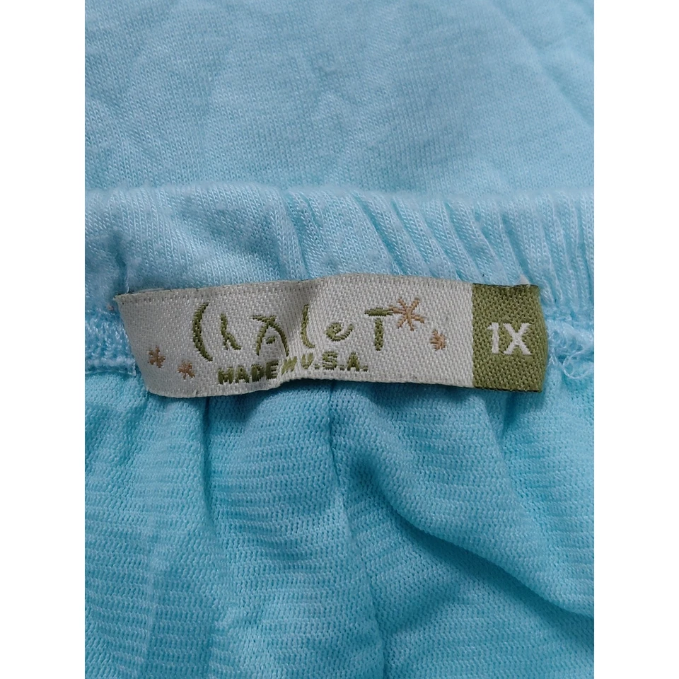 Pantalones arrugados Chalet para mujer Aqua pierna ancha talla 1X hechos en EE. UU. mezcla de rayón Foto 3 de 4