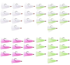 10Pcs Dressed Bucktail Teaser Flies Fishing Hook Sea Bass Fluck Cod Plugs Rigs