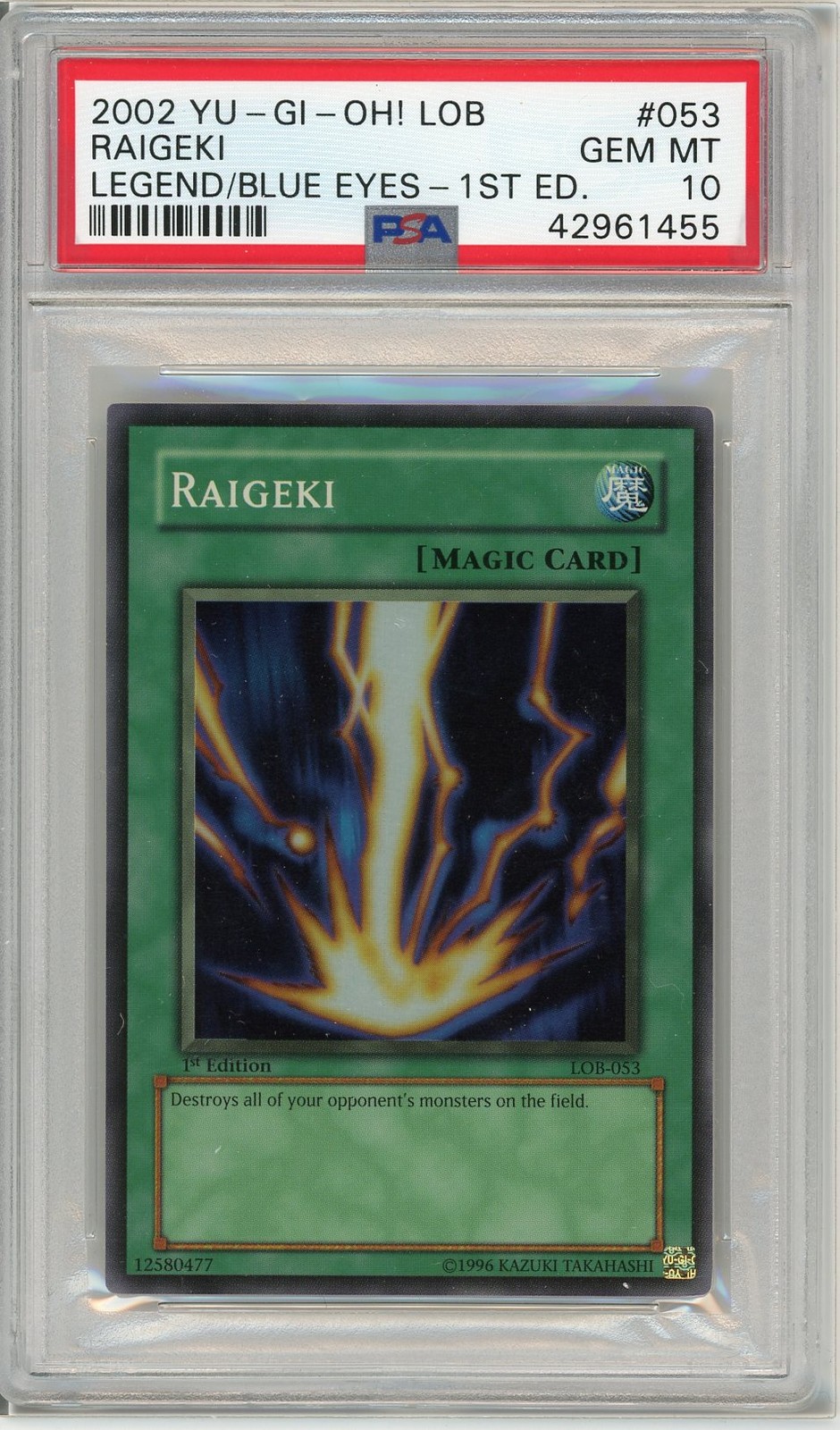 Raigeki LOB-053 Super Rare 1st Edition WAVY Yugioh PSA 10 *455