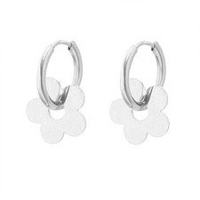 Flower Hoop Earrings for Women, Bohemia Flower Charm Earrings For Women Her D...