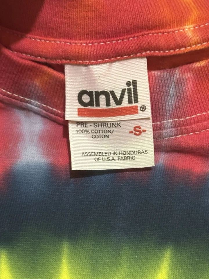 Camiseta De Colección Etiqueta Yunque Tie Dye Smiley Manga Larga Pequeña Años 90 Hippie Patinador Foto 3 de 4