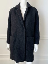 Ganni Boucle Oversized Coat Black Textured Si...
