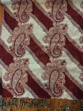 Metallic Paisley Shawl Scarf Wrap Burgundy Gold Boho Holiday Evening India
