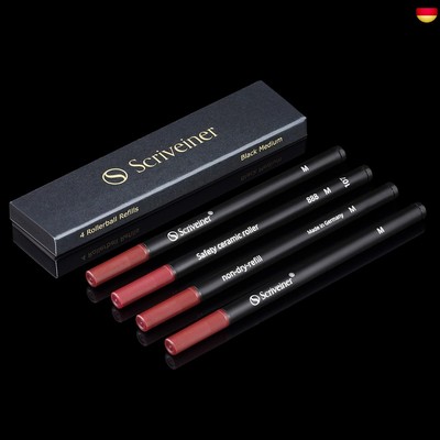 Scriveiner Tintenroller Mine Schwarz Mittel - 4 Rollerball Refill Minen in