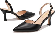 Women Closed Pointed Toe Low Heels Dress Work Wedding Party Slingback Pumps Shoe