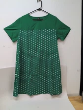 Shein Curve Short Sleeve Polka Dot Print Top Women's Size 1XL Green