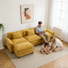 Modern Sectional Sofa Couch Upholstered Loveseat Sofas w/Chaise for Living Room