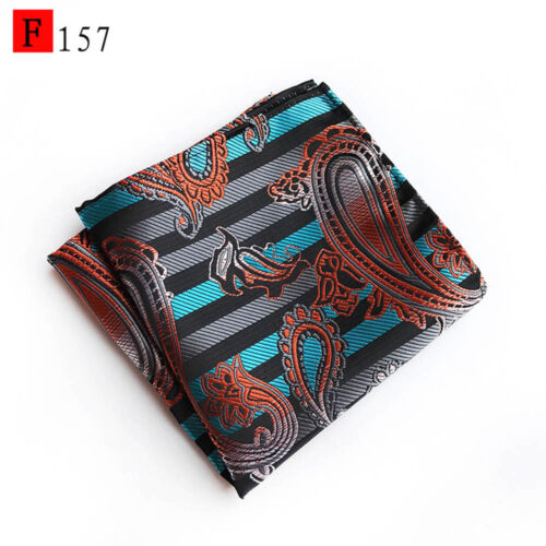 Men Stylish Paisley Floral Flower Vines Striped Hanky Handkerchief Pocket Square - Picture 12 of 31