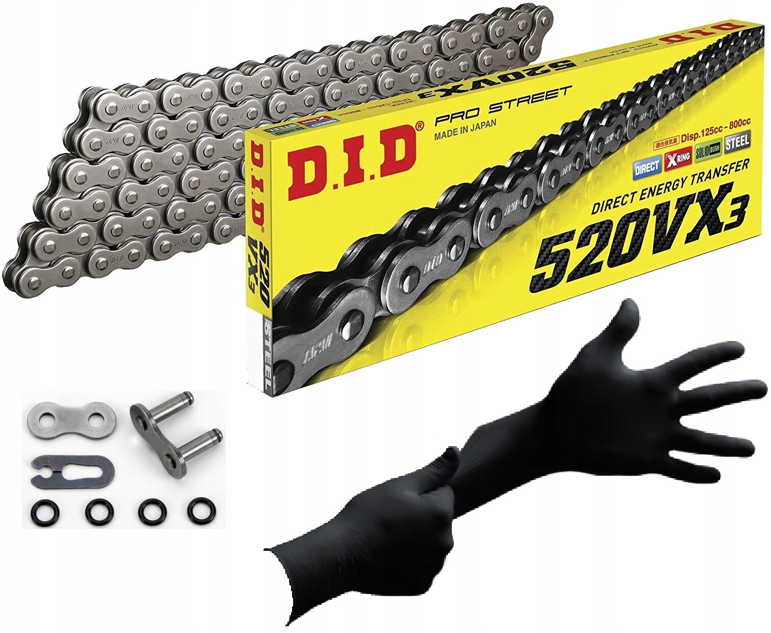 Chaîne 520VX3 DID 104 maillons à joints X-Ring anti-friction