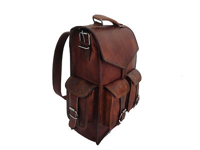 Leather Laptop Vintage Look Genuine  Backpack Rucksack Messenger Bag Satchel 