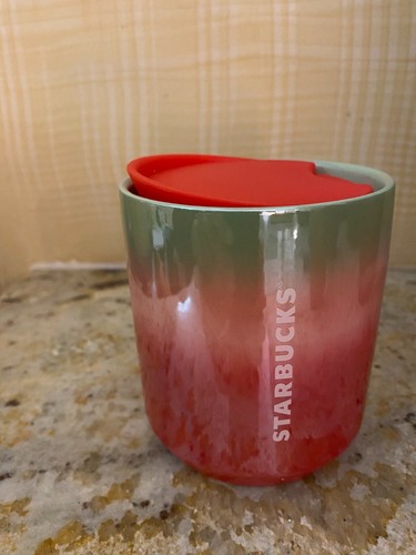 New Starbucks Double Wall Ceramic Red Multi Colored Rainbow Ombre Tumbler 8oz - Picture 2 of 3
