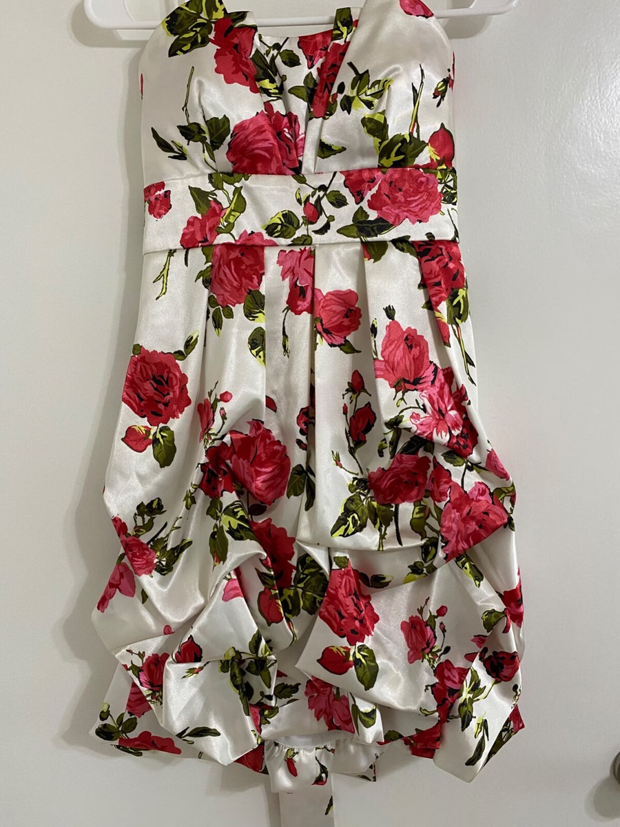 slim fit dress slacks Rose Red Floral Long Prom Dresses with Pockets Strapless Prom Gown ARD1955 main image 1
