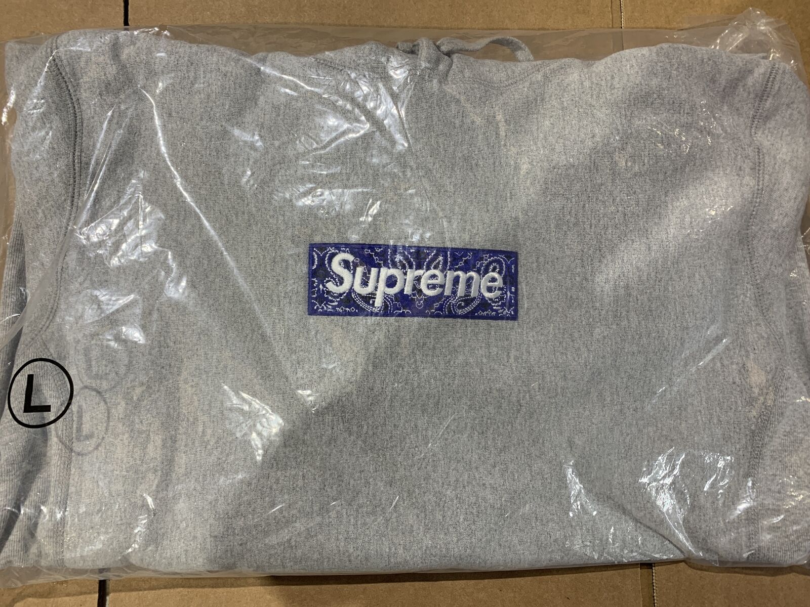 Supreme Bandana Box Logo Hooded Sweatshirt Heather Grey Large F/W