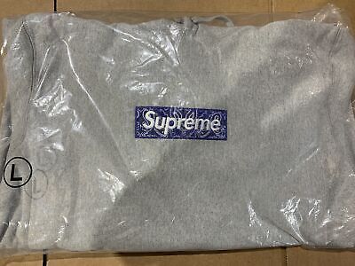 Supreme Bandana Box Logo Hooded Sweatshirt Heather Grey Large F/W 19