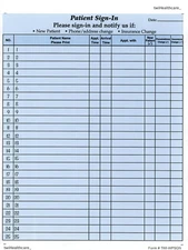 Patient Sign-In Sheets, 8-1/2" X 11" (Blue) Carbonless Form (3,125 Patient Label