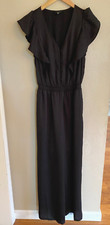 Lucky Brand Jumpsuit Women's Small Black Madison Ruffle Button Front Sleeveless