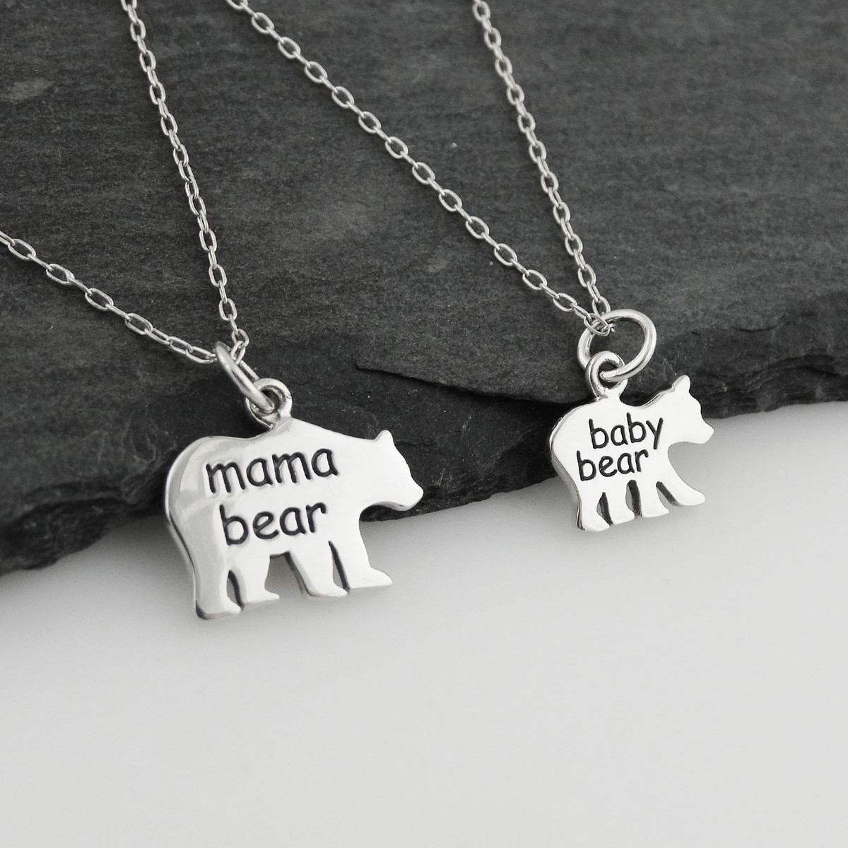 Baby Bear Mama Bear Necklace Sterling Silver Mama Bear Baby Bear