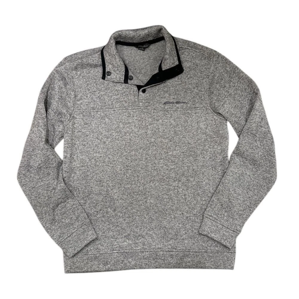 Eddie Bauer Radiator Fleece Snap-front Gray Pullover - Men’s Sz Medium
