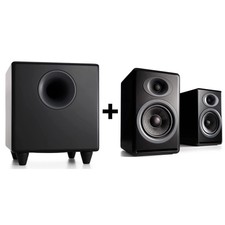 Audioengine P4 Black Passive Bookshelf Speakers And S8 Black Subwoofer Bundle
