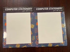 2 Packs / 20 Sheets Each Computer Stationary  ~ New Unopened - Retro Squares