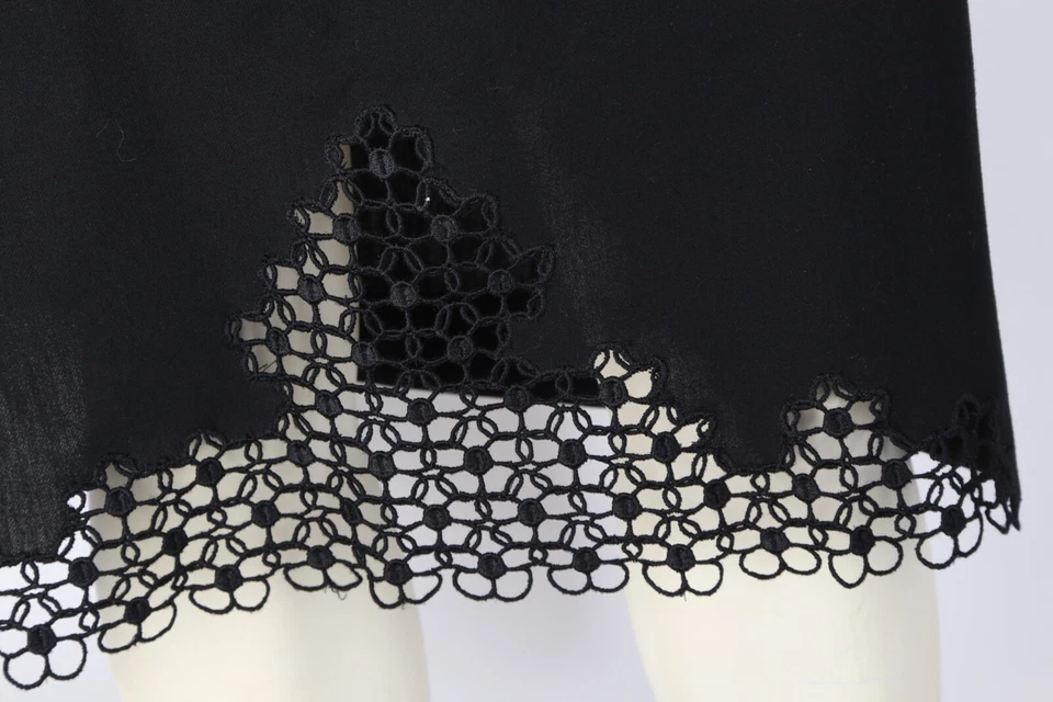 Falda Armani Vintage Años 90 Lana Negra Floral Bordada Corte Lápiz Talla 10 Foto 3 de 4