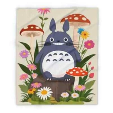 Cottagecore Anime Fleece Blanket  Mushrooms