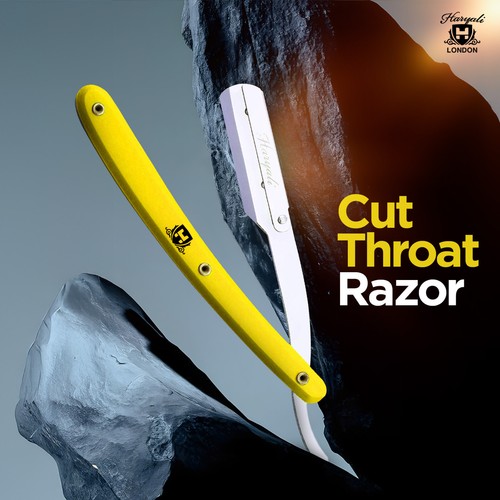 Durable Cut Throat Razor, Shavette, Plastic, Barber Straight Razor, Yellow - Picture 7 of 8