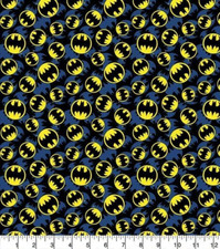 Batman DC Comic Cotton Fabric Signal Overlay Logo Black 110cm Wide Crafts Sew