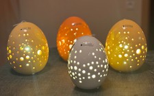 Tiziano Keramik Deko Eier mit LED Licht + Timer versch Farben und Größen NEU